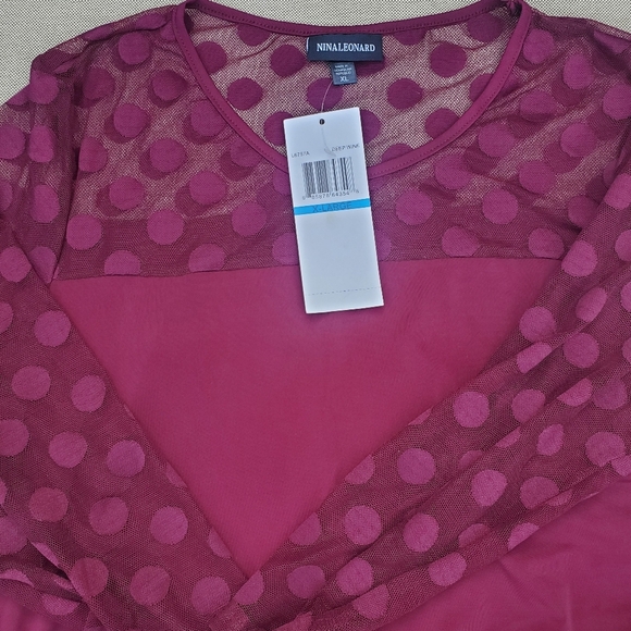 *NWT* Nina Leonard Illusion Burgundy High Low Swing Dress Size XL - Picture 4 of 4